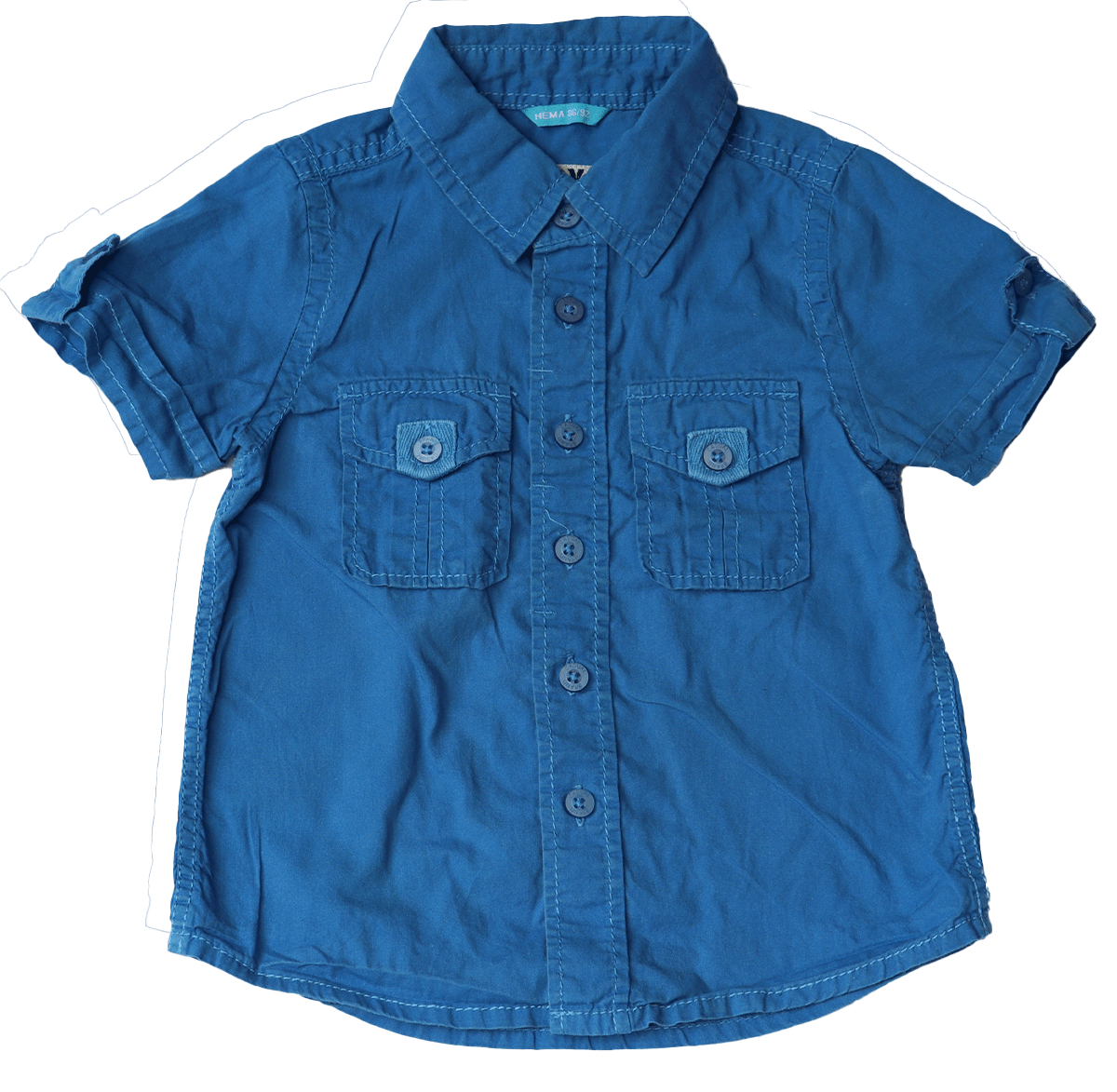 Hema overhemd fel blauw maat 86-92