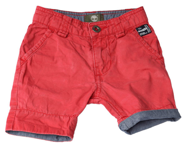 Timberland Short, een stoere en stijlvolle korte broek in een rode kleur met een pijpje dat je gevoerd is om om te slaan.