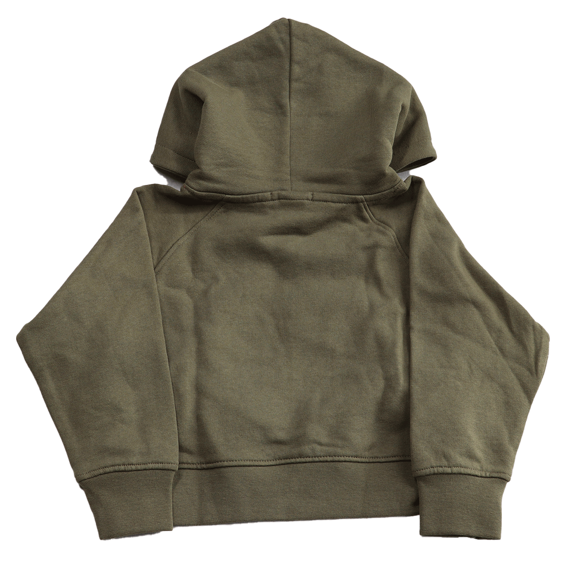 Vingino Hoodie Nura achterkant, is stoere groene kleur arm green. Deze trui heeft maat 104 en is gemaakt van 100% organisch katoen voor extra comfort.
