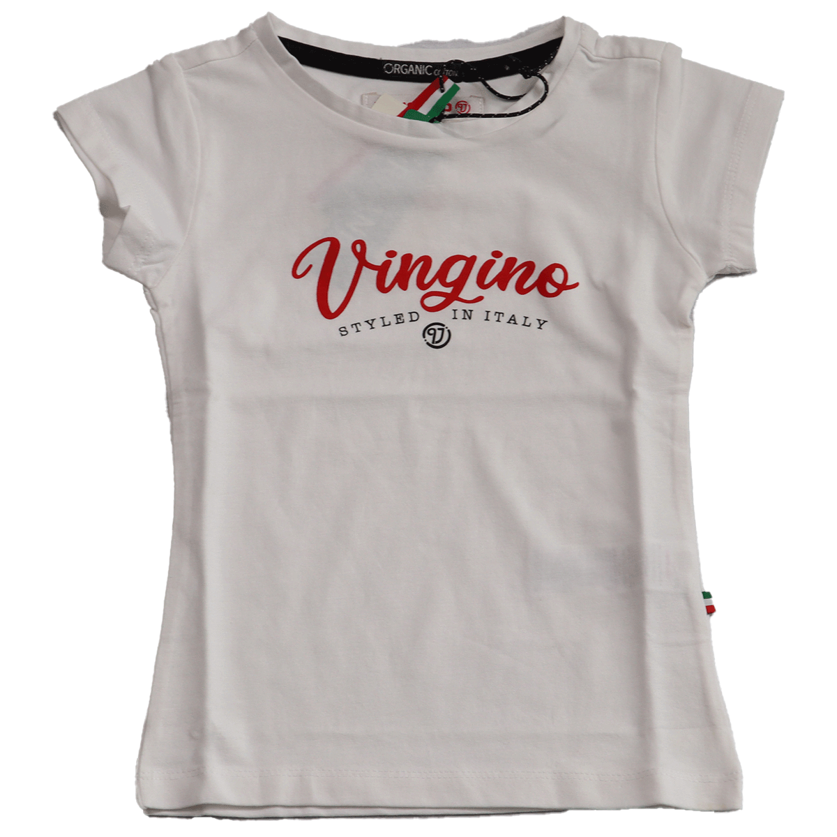 Vingino t-shirt Logo tee in een stralend witte kleur. Dit shirt heeft maat 104 en is gemaakt van duurzaam katoen en elastaan voor extra comfort.