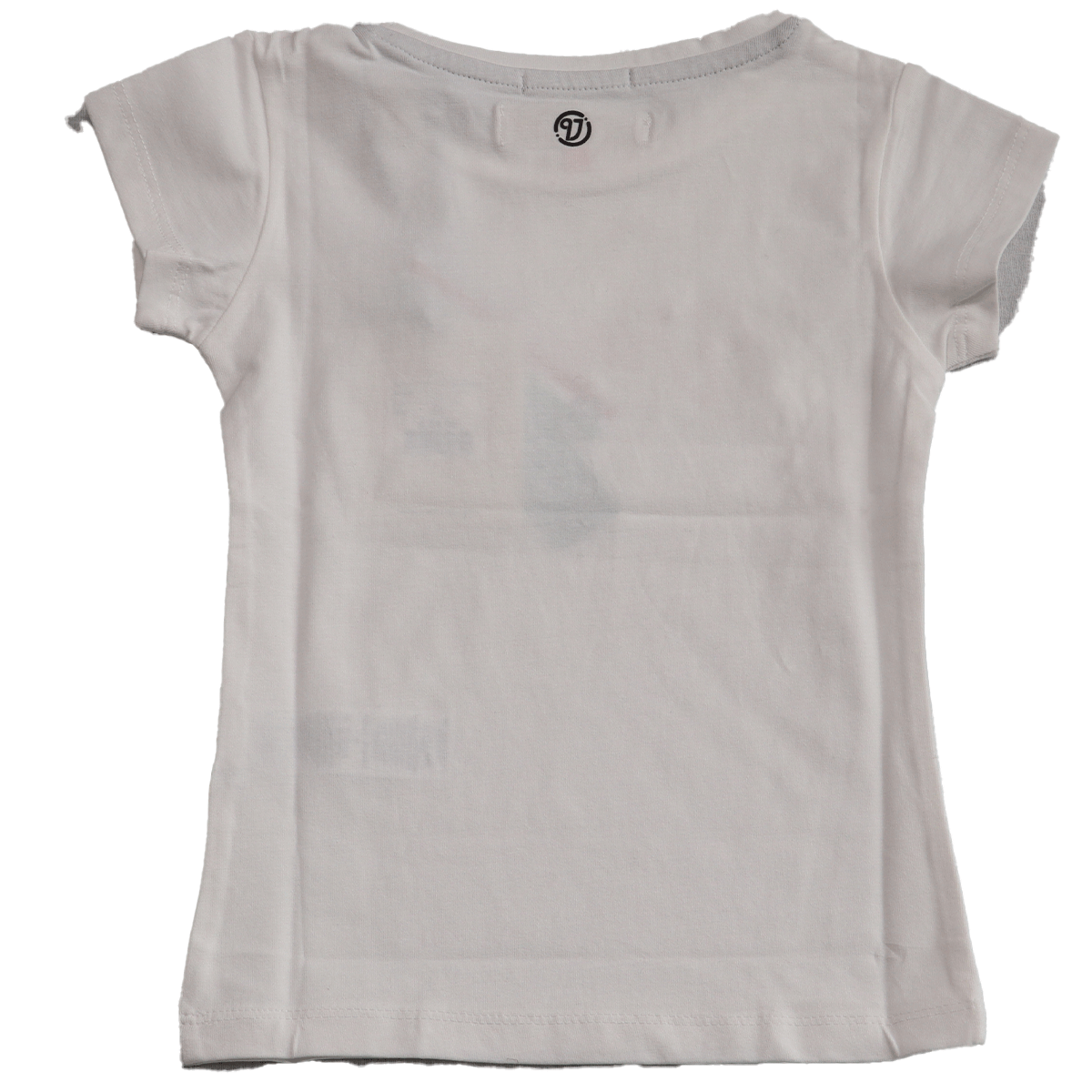 Vingino t-shirt Logo tee achterkant in een stralend witte kleur. Dit shirt heeft maat 104 en is gemaakt van duurzaam katoen en elastaan voor extra comfort.