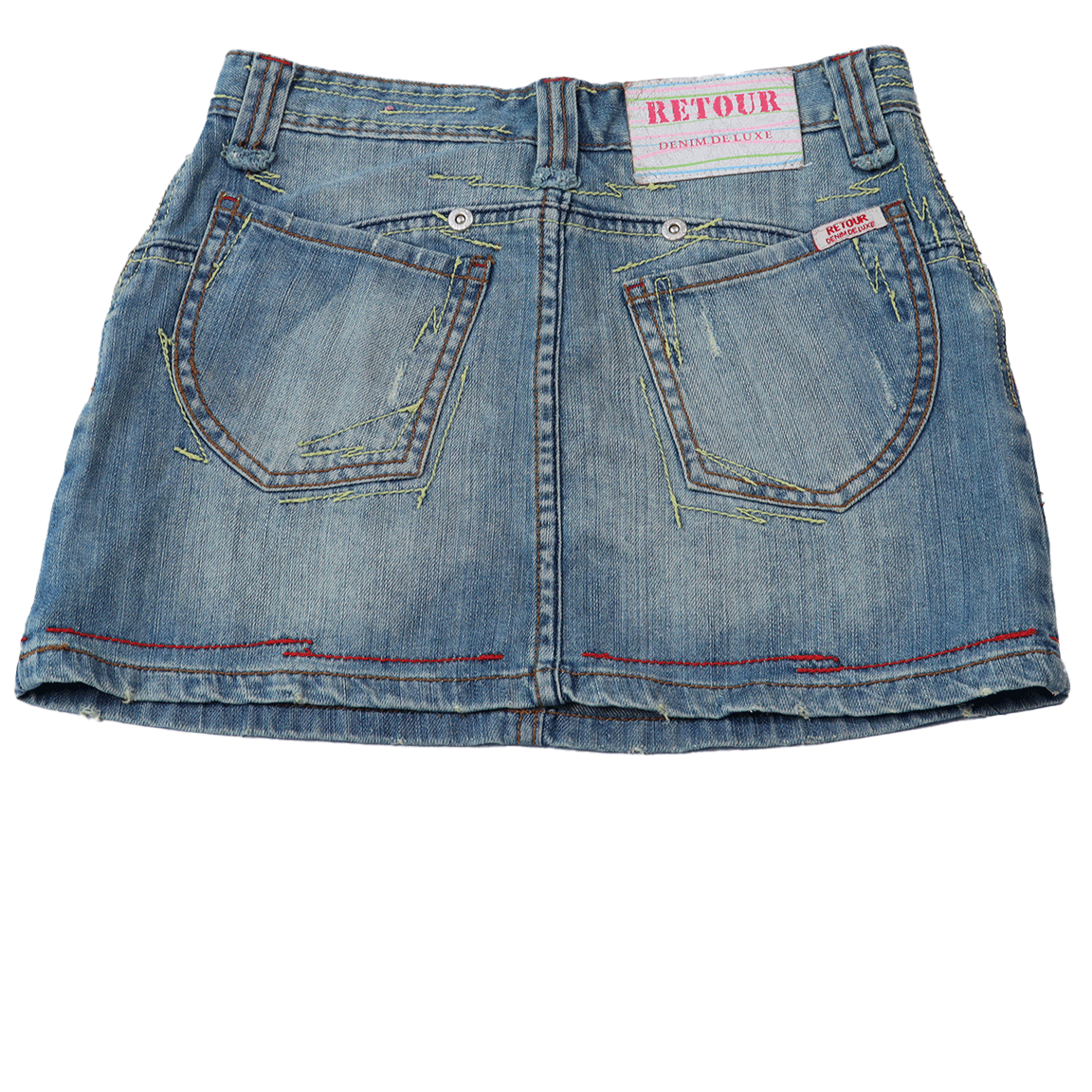 Retour jeansrok achterkant in maat 12 of terwijl 152. Deze stoer jeansrok is eenvoudig te combineren en staat altijd stijlvol en geschikt voor elke gelegenheid.