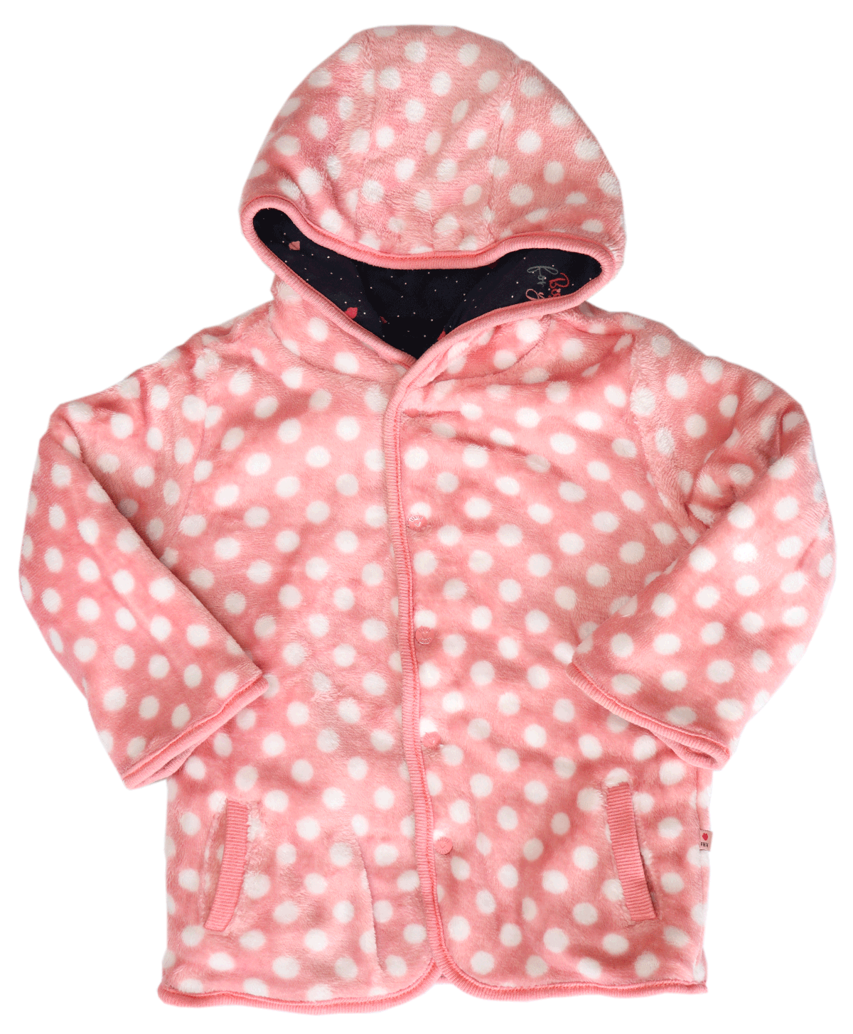 Feetje reversibel jas Bonjour (inside-out), super schattige jas met een heerlijke zachte en fluffy binnenzijde die je ook als buitenzijde kan gebruiken. Maat 80.