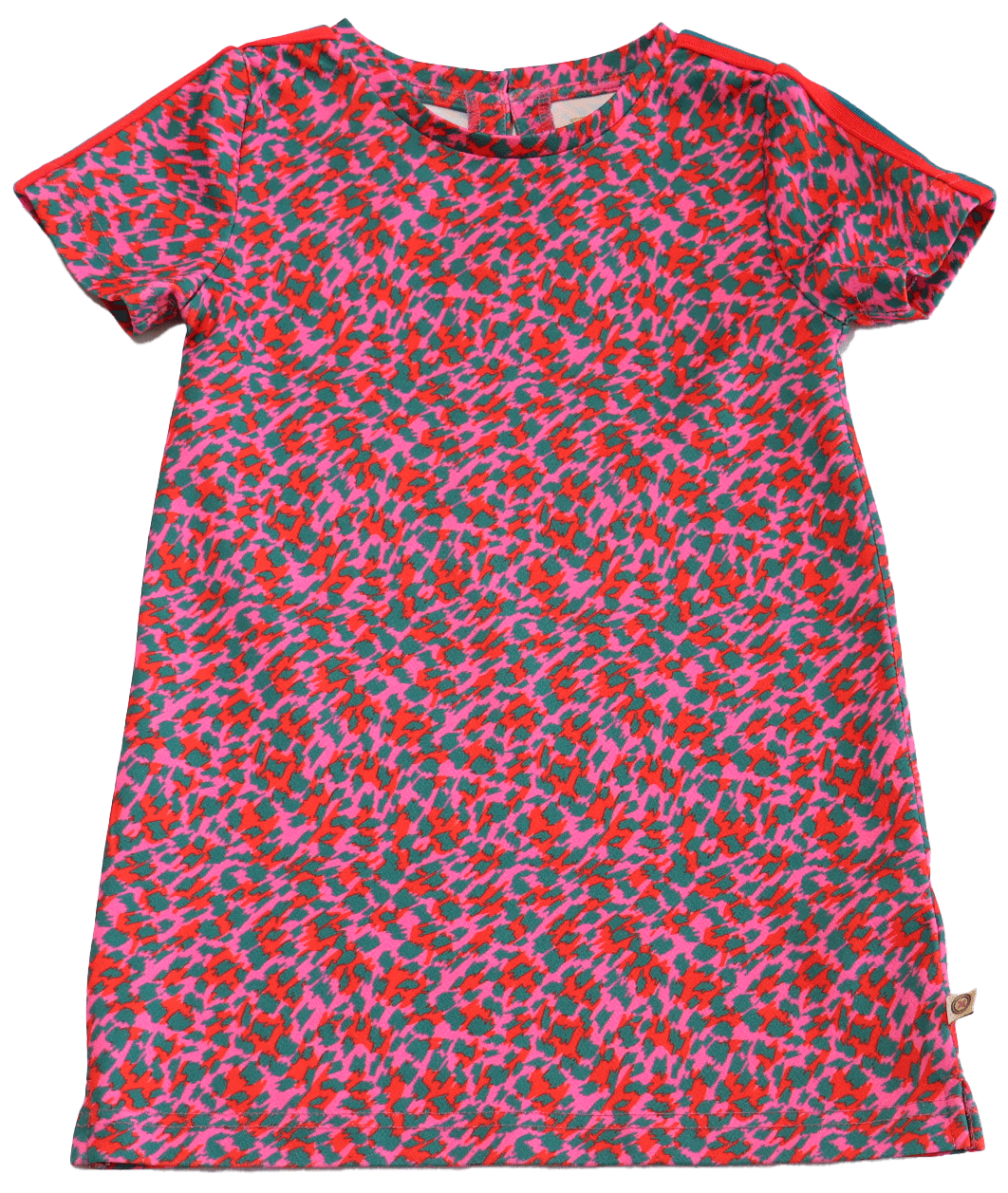 Le Big zomerjurk in maat 98-104 (achterkant). Door zijn stoere kleuren patroon een opvallend stoer exemplaar. Een echte eye-catcher voor deze zomer!