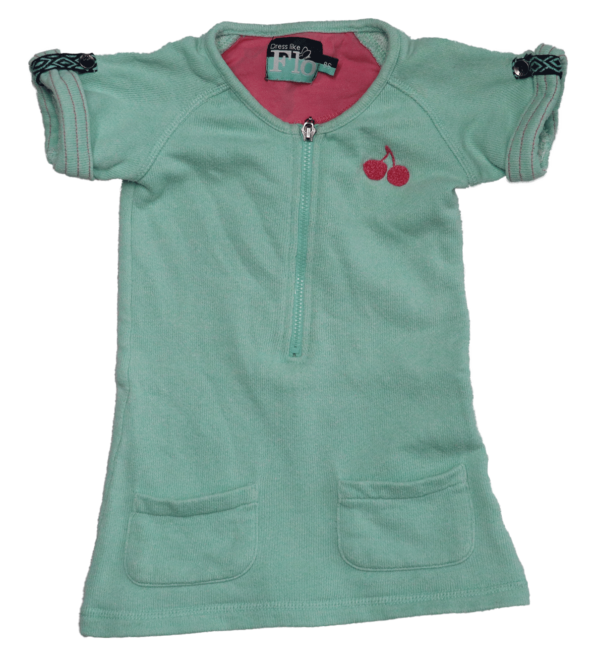 Like Flo zomerjurk Cherry in maat 86. Een vrolijke zomerjurk in een frisse blauwe kleur. Gemaakt van 100% ademend katoen voor de warme