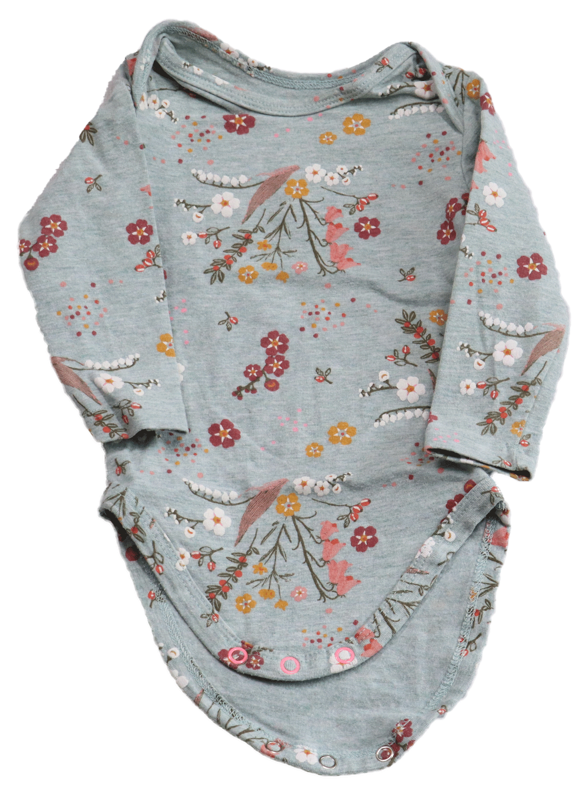 Hema romper bloemen motief in een lichtblauwe kleur. Deze romper heeft een envelop hals en lange mouwen waardoor geschikt voor de winter. Maat 50-56