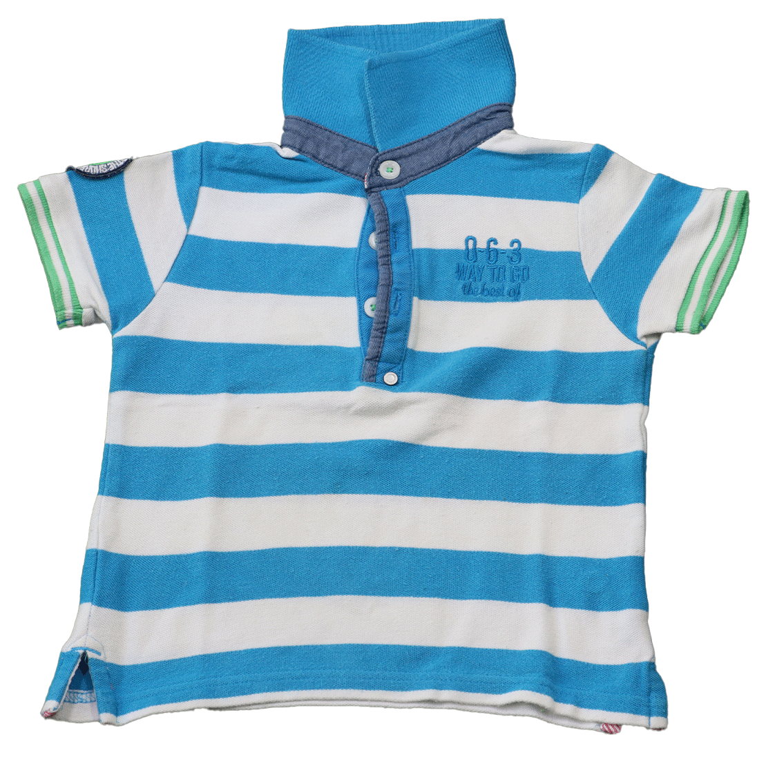 BabyBlue polo blauw wit, een polo shirt in maat 86. Deze polo voor jongens heeft een stijlvolle look en is gemaakt in frisse kleuren.