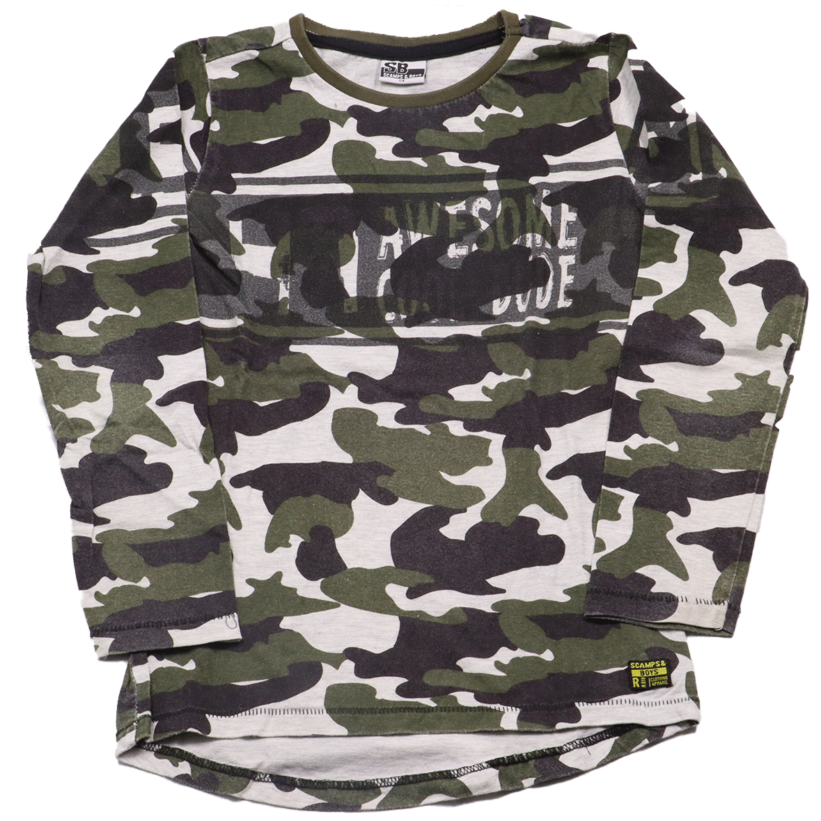 Scamps&Boys camouflage longsleeve voor jongens in maat 128. De regular fit pasvorm en de ronde hals zorgen voor optimaal draagcomfort.