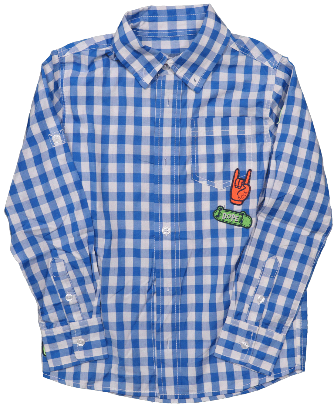 Unlocked overhemd Blauw in maat 128-134 is een stoer overhemd in nette staat. Het heeft een opvallende blauwe kleur en leuke applicaties.