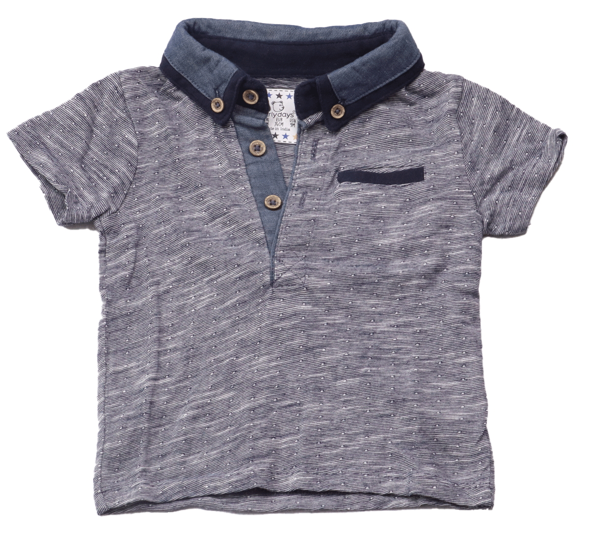 Earlydays days polo t-shirt in maat 74. Gemaakt van dun, zacht en soepel katoen. Ideaal en comfortabel voor je kleine newborn.
