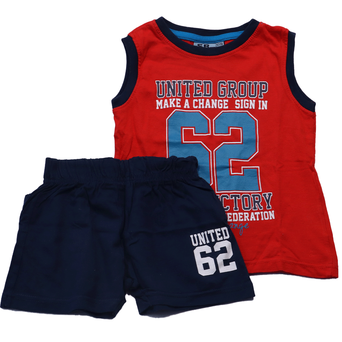 Scamps&Boys jongens setje rood in maat 92-98 voor jongens is een heerlijk zomersetje. Stoer om te zien en comfortabel om in te spelen.