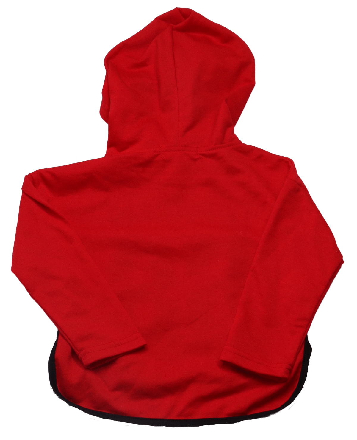 De longsleeve met capuchon (achterkant) in maat 86-92 is met zijn mooie rode kleur een trendy en comfortabele keuze voor jonge kinderen.