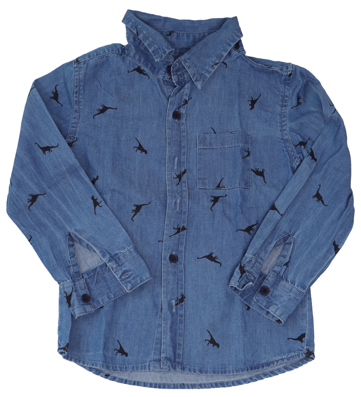 ZeemanSpijkerOverhemdDinosBlauwMaat98-104