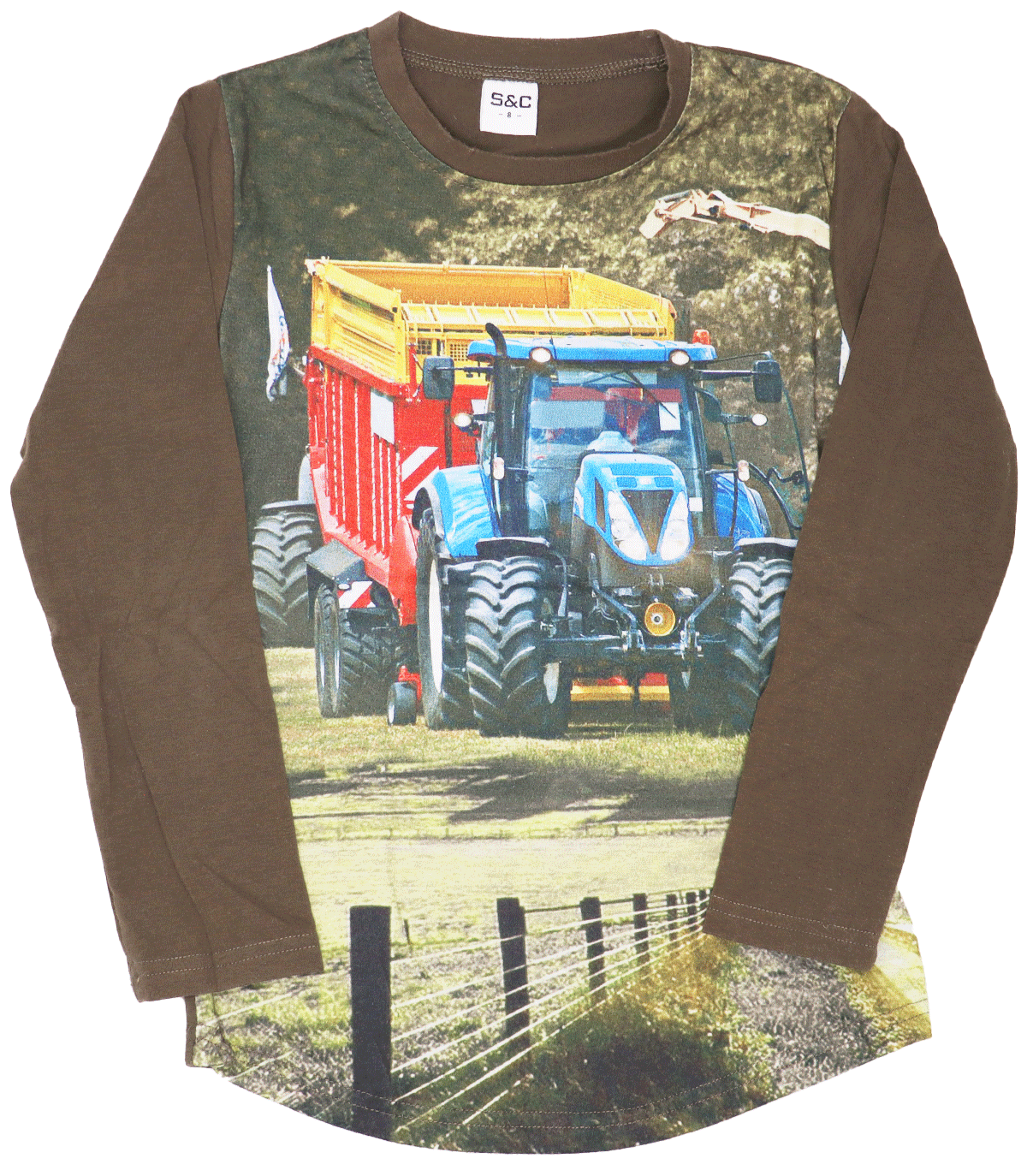 Scamps&BoysLongsleeveTraktorBruinMeerkleurigMaat128-134